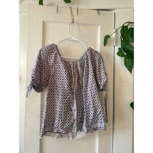 Max Studio London Boho Print Tie-Sleeve Blouse – Size S